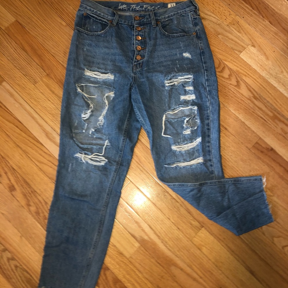 Free People Straight Ripped Jeans